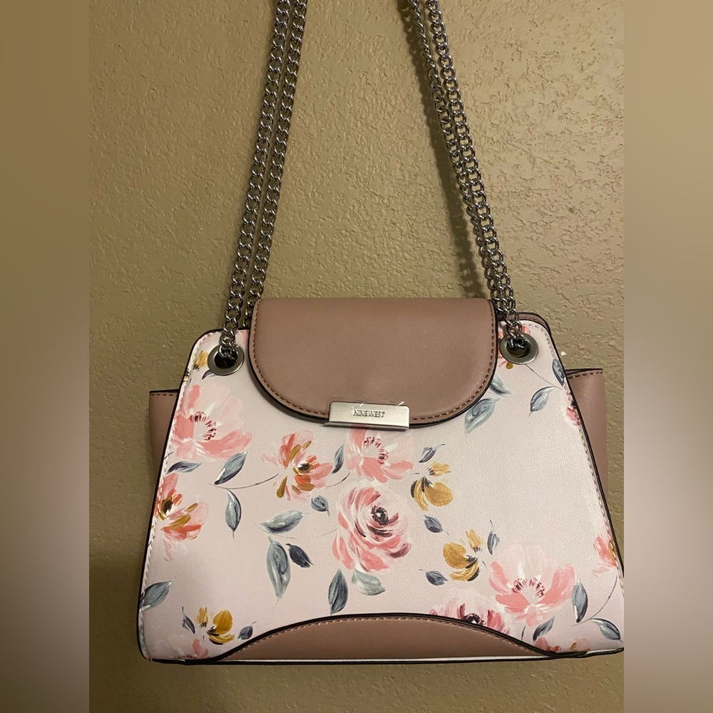 Nine West Pink and Cream Floral Shoulder Bag